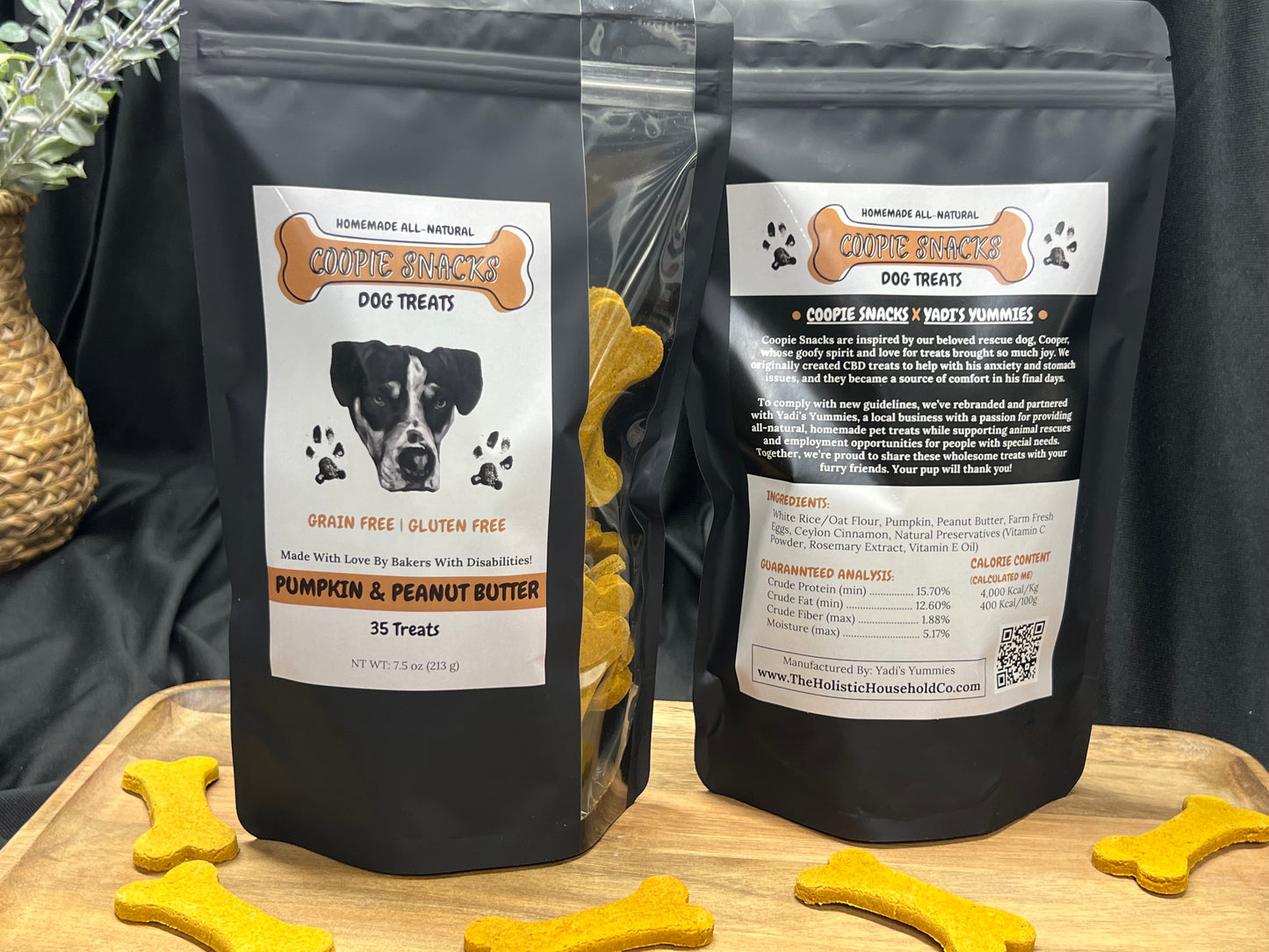 Coopie Snacks Homemade All Natural Pumpkin & Peanut Butter Dog Treats 35 Ct