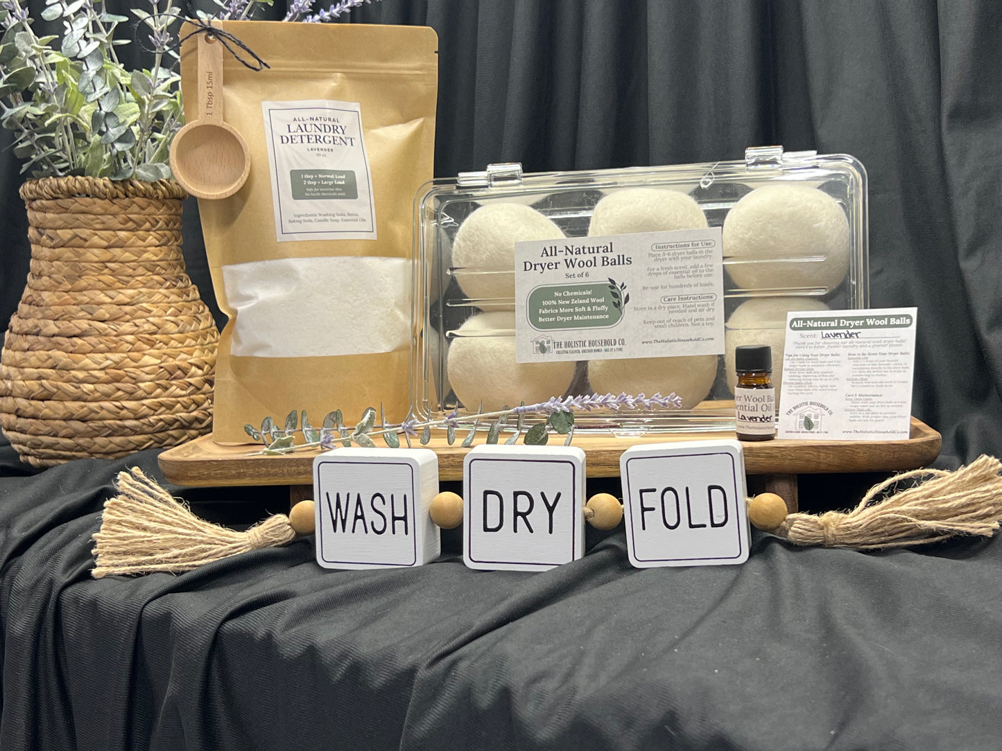 Premium Set of Six Wool Dryer Balls with Natural Scent and Sleek Storage Case